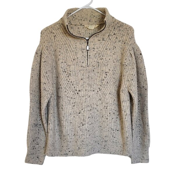 RD Style Cream Sweater Women M High Neck Zip Knit Pullover Cozy Cabin Core - Picture 1 of 11